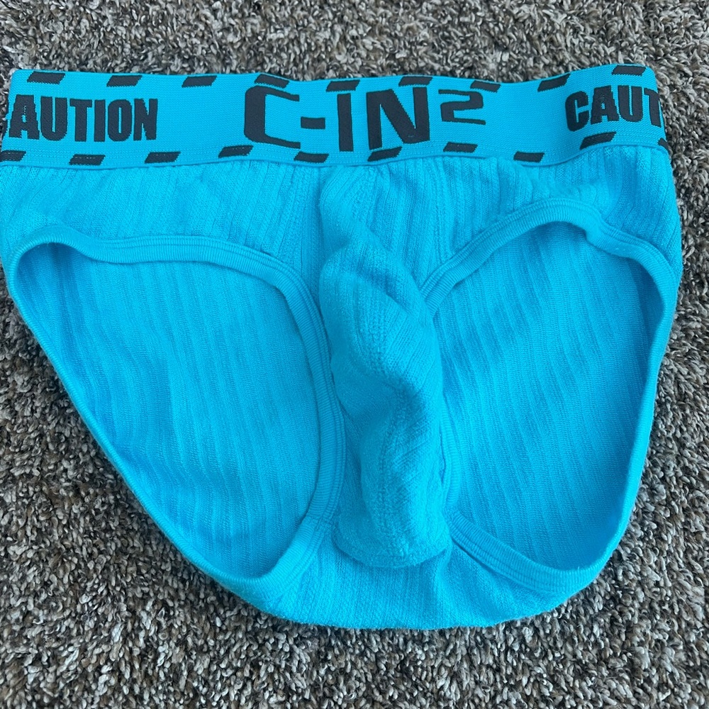 C-IN2 Blue Briefs with Black 'Caution' Waistband